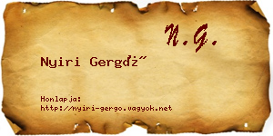 Nyiri Gergő névjegykártya